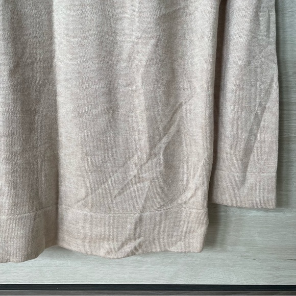 Magaschoni Tan Beige ¾ Sleeve Lightweight Scoop Neck Sweater - Picture 5 of 11